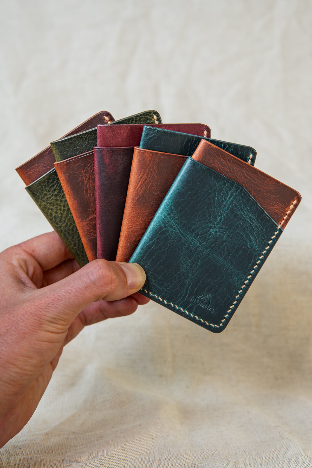 Porte-cartes Bastan tenus en main, éventail de couleurs