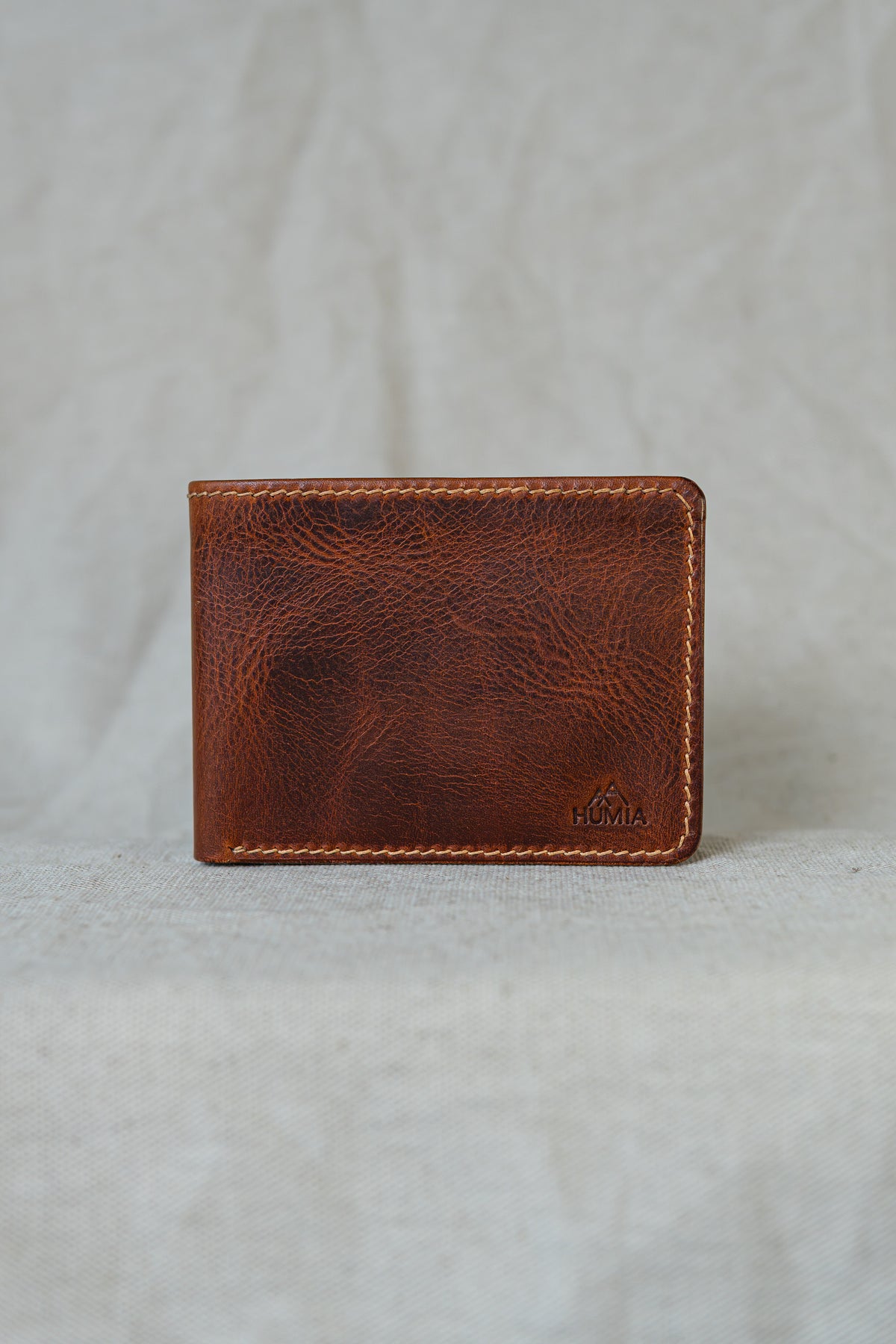 Portefeuille Tourmalet en cuir cognac, vue de face